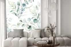 Naklejka: Akwarela eukaliptus oliwka zielone liście i gałązki