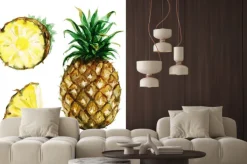 Naklejka: Akwarela food clipart - ananas