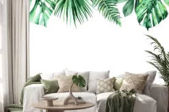 Naklejka: Akwarela ilustracja tropikalnych liści. rama tropikalnych liści.