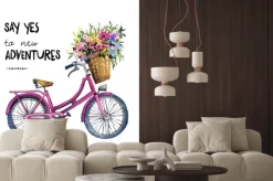 Naklejka: Akwarela ilustracja roweru z kwiatami