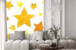 Naklejka: Akwarela ilustracja żółte gwiazdy zestaw