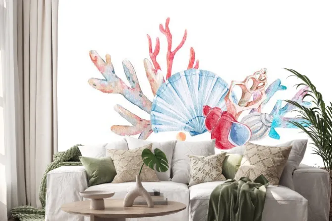 Naklejka: Akwarela kompozycja koralowa