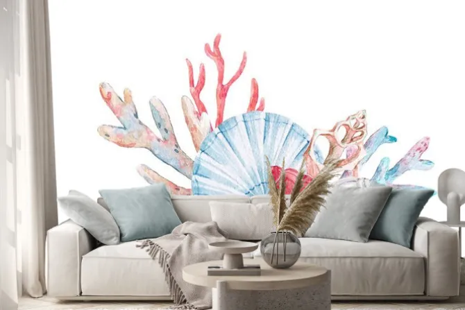 Naklejka: Akwarela kompozycja koralowa