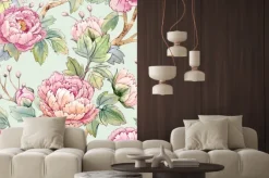 Naklejka: Akwarela kwiatowy wzór chiński