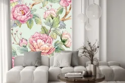 Naklejka: Akwarela kwiatowy wzór chiński