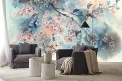 Naklejka: Akwarela kwitnących kwiatów wiśni