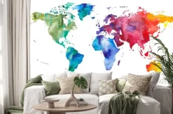 Naklejka: Akwarela mapa świata