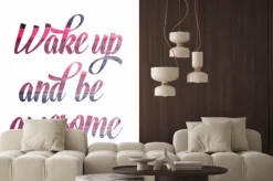 Naklejka: Akwarela motywacyjny cytat. "obudź się i być niesamowite".