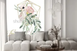 Naklejka: Akwarela olea ilustracja kwiatowy - gałązka oliwna, rumieniec