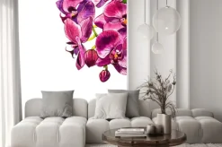 Naklejka: Akwarela orchidea oddział, ręcznie rysowane ilustracja kwiatowy