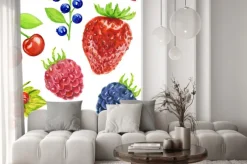 Naklejka: Akwarela owoce ustawić na białym tle. świeże zdrowe zestaw różnego