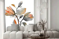 Naklejka: Akwarela ręcznie rysowane piękny kwiat magnolii. kompozycja jesiennych