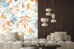 Naklejka: Akwarela ręcznie malowane liście i gałęzie. wzór na białym tle