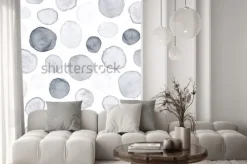 Naklejka: Akwarela ręcznie malowane tło polka dot. wzór z plamami, koła.