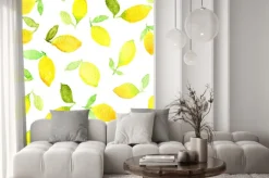 Naklejka: Akwarela szwu z żółtych cytryn. może być stosowany do papieru