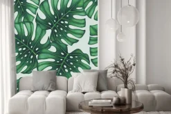 Naklejka: Akwarela tropikalnych liści palmowych pozostawia bezszwowych