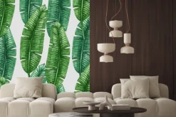 Naklejka: Akwarela tropikalnych liści palmowych szwu wzorca. ilustracji