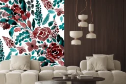 Naklejka: Akwarela wzoru wzór prosty kwiat wyciągnąć rękę. wzór w kwiaty.