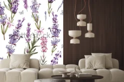 Naklejka: Akwarela wzór z lawendy. malowanie ręczne akwarela. ilustracja