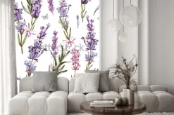 Naklejka: Akwarela wzór z lawendy. malowanie ręczne akwarela. ilustracja