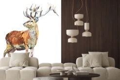 Naklejka: Akwarela zwierzęcy rogacz odizolowywający na białym tle