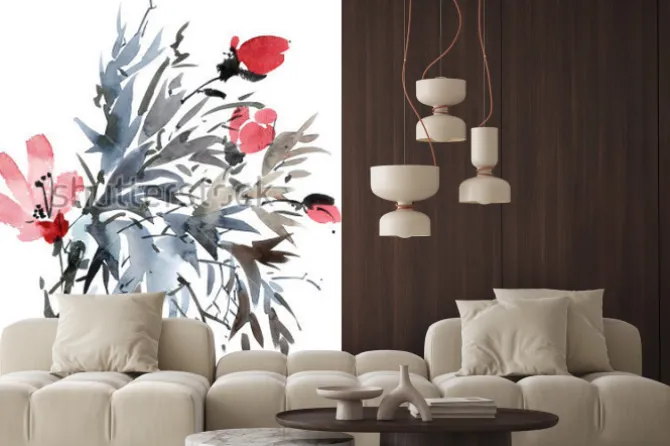 Naklejka: Akwareli i atramentu ilustracja do gałęzi.