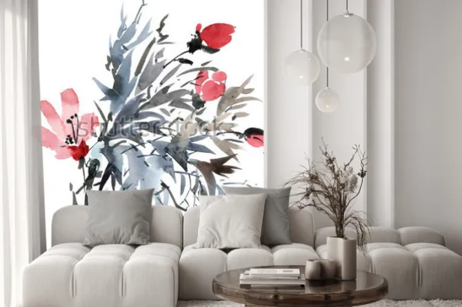 Naklejka: Akwareli i atramentu ilustracja do gałęzi.