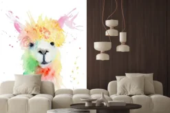 Naklejka: Akwarelowa ilustracja alpaki