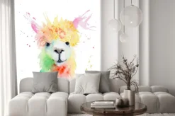 Naklejka: Akwarelowa ilustracja alpaki