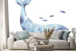 Naklejka: Akwarelowa ilustracja wieloryba