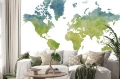 Naklejka: Akwarelowa mapa świata