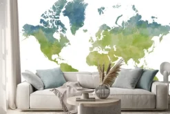 Naklejka: Akwarelowa mapa świata