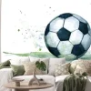 Naklejka: Akwarelowa piłka nożna na trawie
