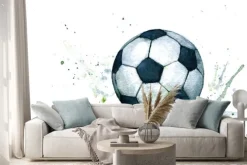 Naklejka: Akwarelowa piłka nożna na trawie