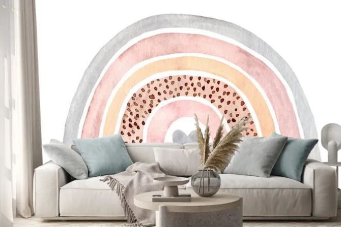 Naklejka: Akwarelowa tęcza w stylu boho