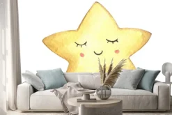 Naklejka: Akwarelowa uśmiechnięta gwiazdka