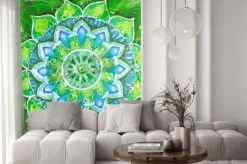 Naklejka: Akwarelowa zielona mandala