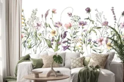 Naklejka: Akwarelowe delikatne kwiaty