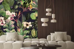 Naklejka: Akwarelowe egzotyczne kwiaty i liście