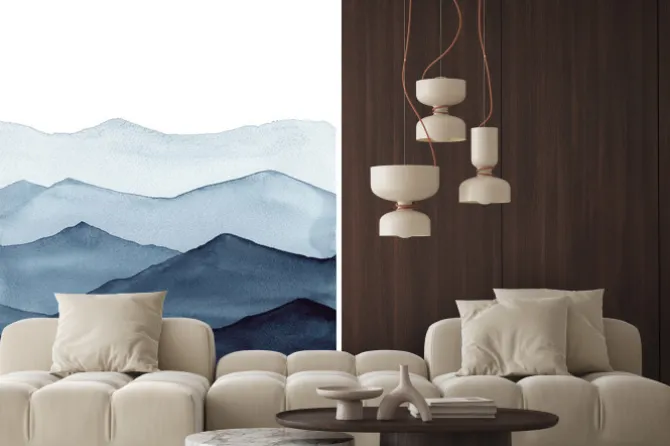 Naklejka: Akwarelowe góry w kolorze indygo