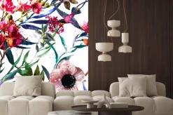 Naklejka: Akwarelowe kwiaty tropikalne