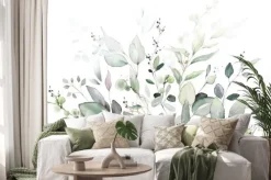 Naklejka: Akwarelowe liście i złote gałązki