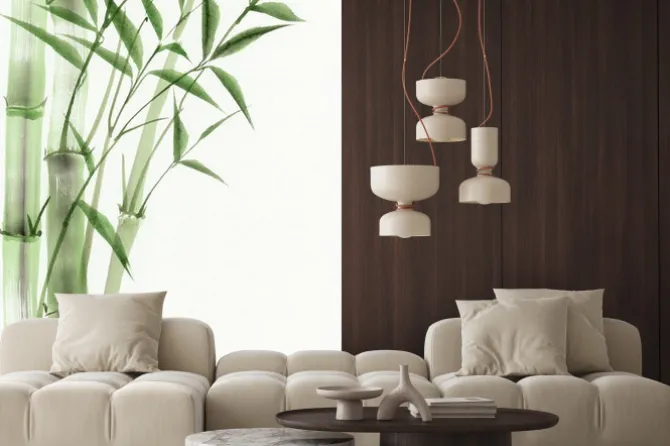 Naklejka: Akwarelowe łodygi bambusa na białym tle