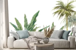 Naklejka: Akwarelowe rośliny lasu tropikalnego na białym tle