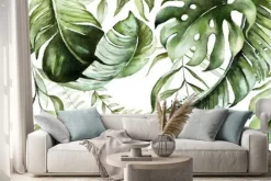 Naklejka: Akwarelowe zwisające liście monstery