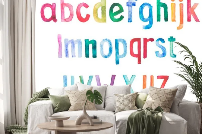 Naklejka: Akwarelowy alfabet na białym tle