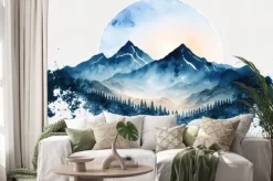 Naklejka: Akwarelowy księżyc za chmurami