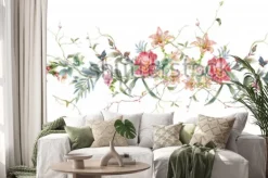 Naklejka: Akwarelowy ornament z kwiatami