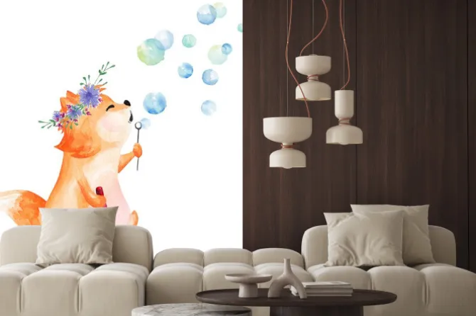 Naklejka: Akwarelowy uroczy lis