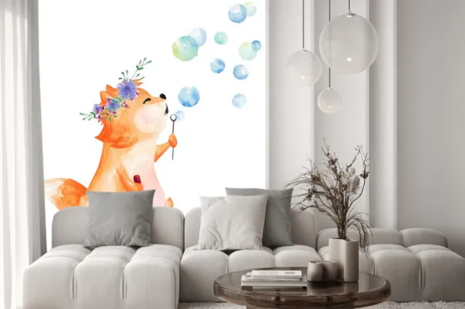 Naklejka: Akwarelowy uroczy lis